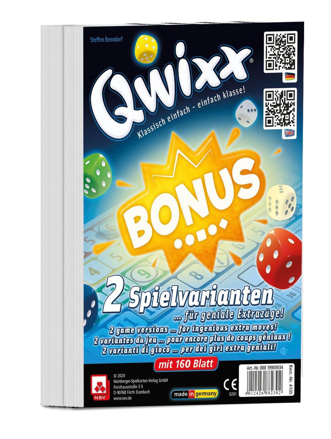 Cover: 4012426882302 | QWIXX - BONUS - INTERNATIONAL - Zusatzblöcke (2er) | Benndorf (u. a.)