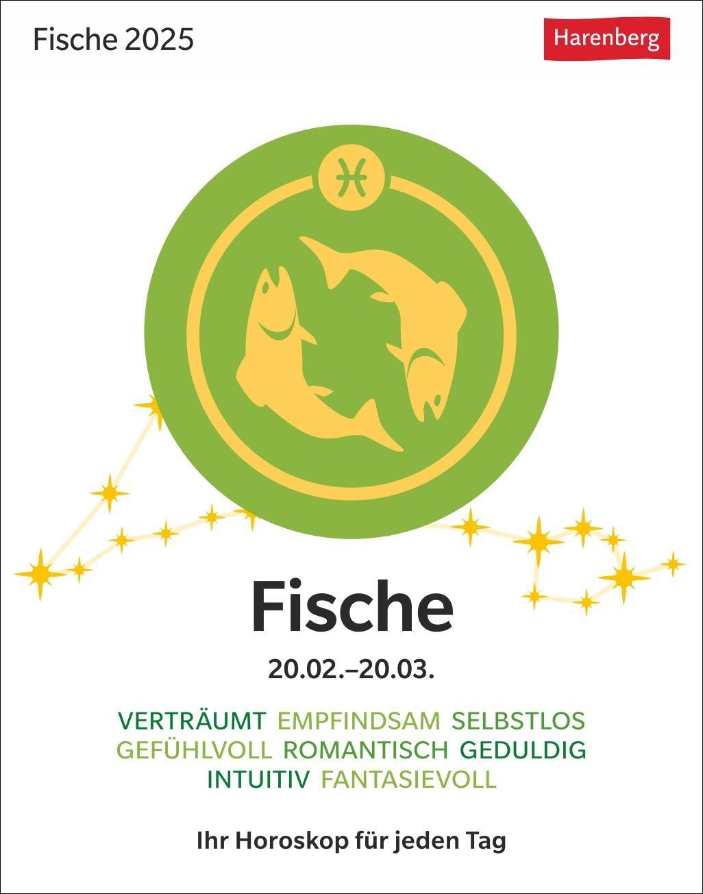 Cover: 9783840033667 | Fische Sternzeichenkalender 2025 - Tagesabreißkalender - Ihr...