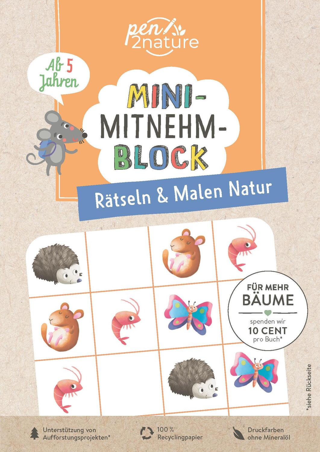 Cover: 9783987640773 | Mini-Mitnehm-Block Rätseln &amp; Malen Natur | Pen2nature | Taschenbuch