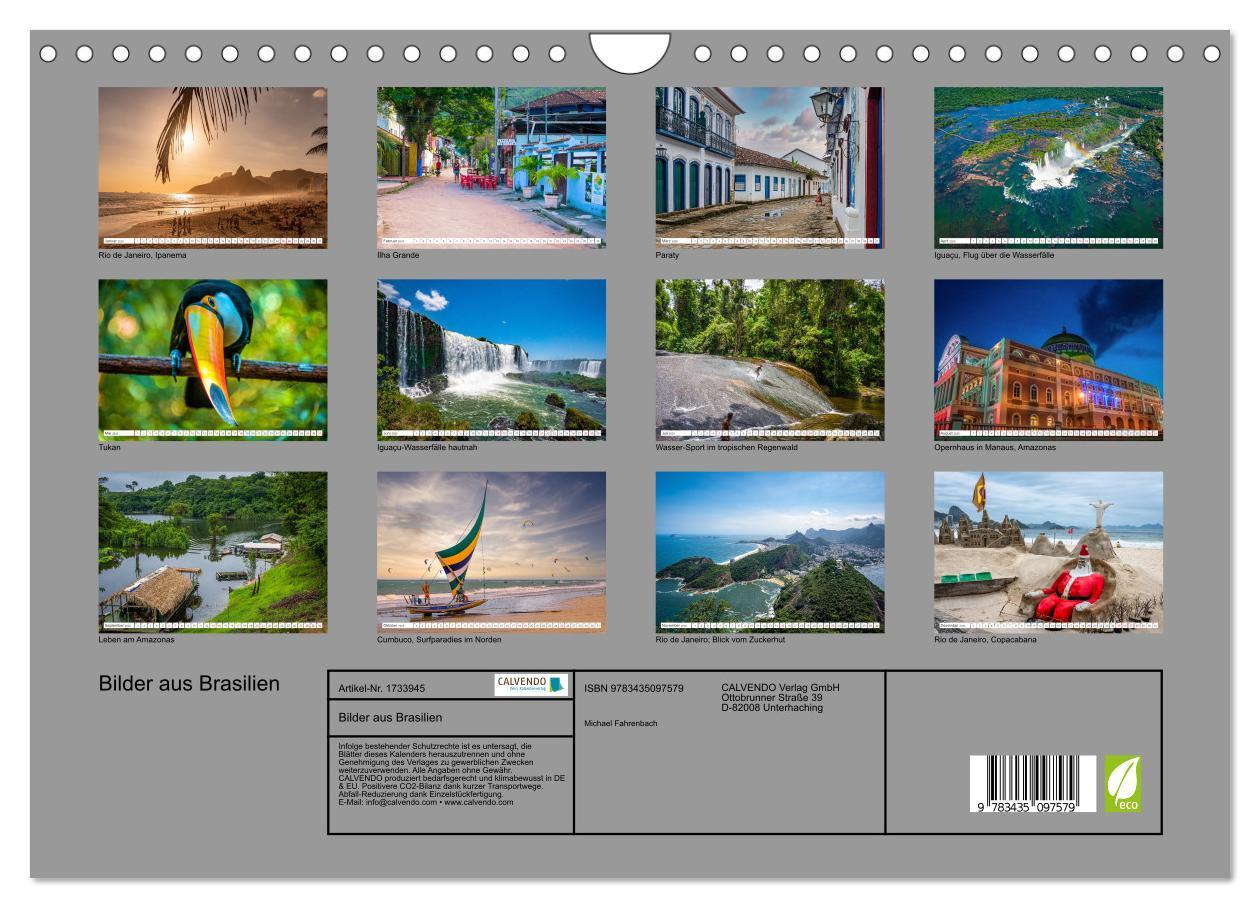 Bild: 9783435097579 | Bilder aus Brasilien (Wandkalender 2025 DIN A4 quer), CALVENDO...