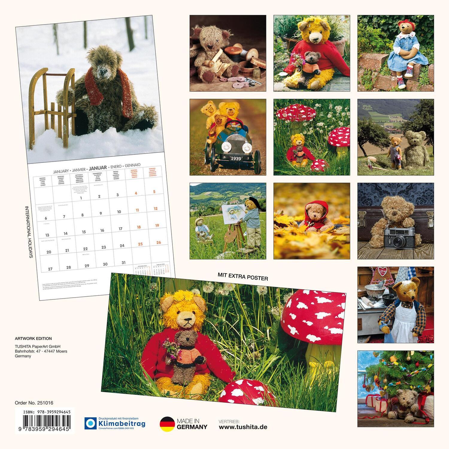 Rückseite: 9783959294645 | Teddy's World 2025 | Kalender 2025 | Kalender | Artwork Edition | 2025