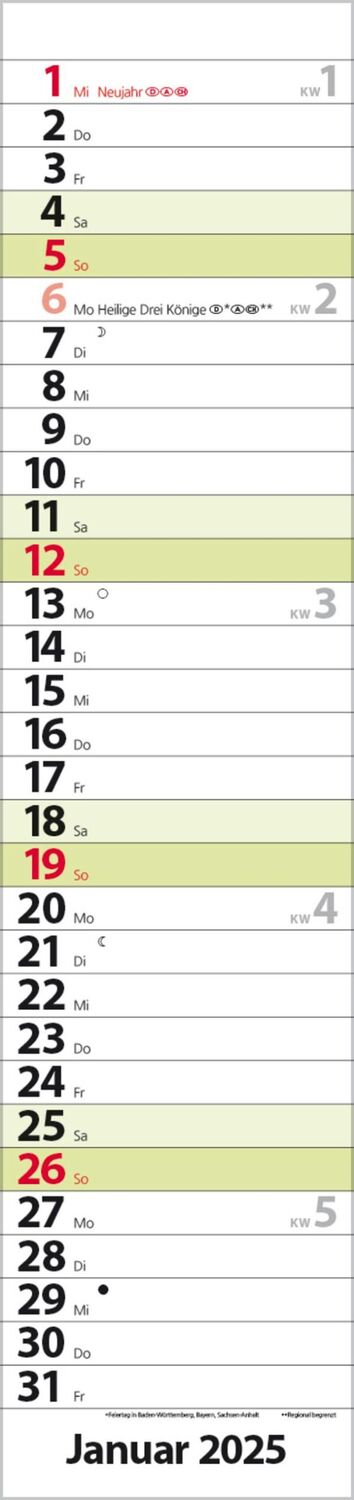 Bild: 9783731879626 | Streifenplaner Compact Grün 2025 | Verlag Korsch | Kalender | 13 S.