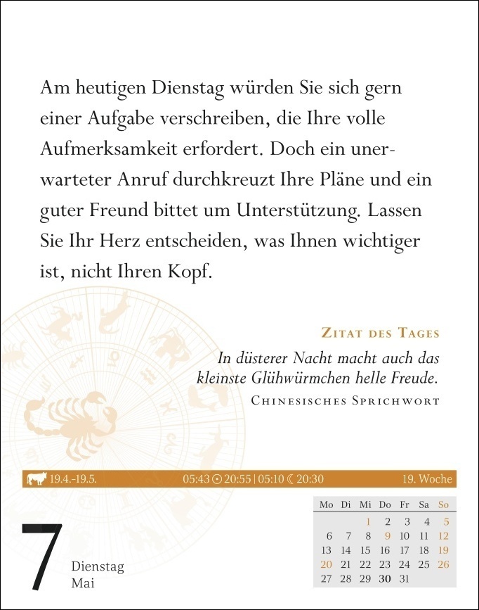 Bild: 9783840031403 | Skorpion Sternzeichenkalender 2024: Tagesabreißkalender....