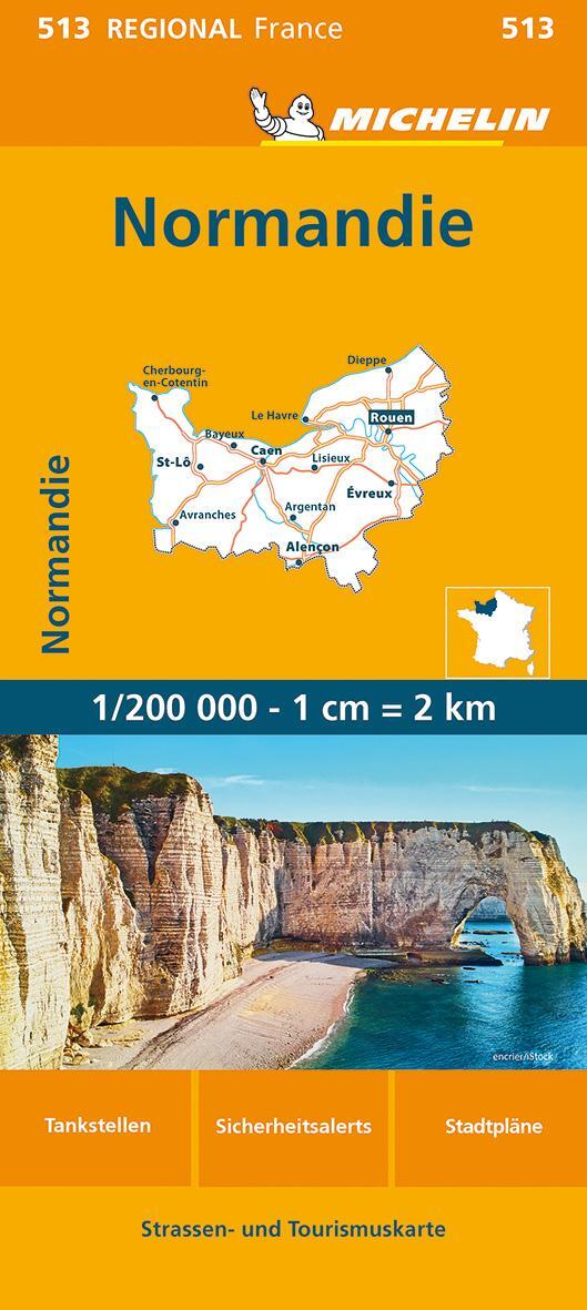 Cover: 9782067259409 | Michelin Normandie | Straßen- und Tourismuskarte 1:200.000 | Deutsch