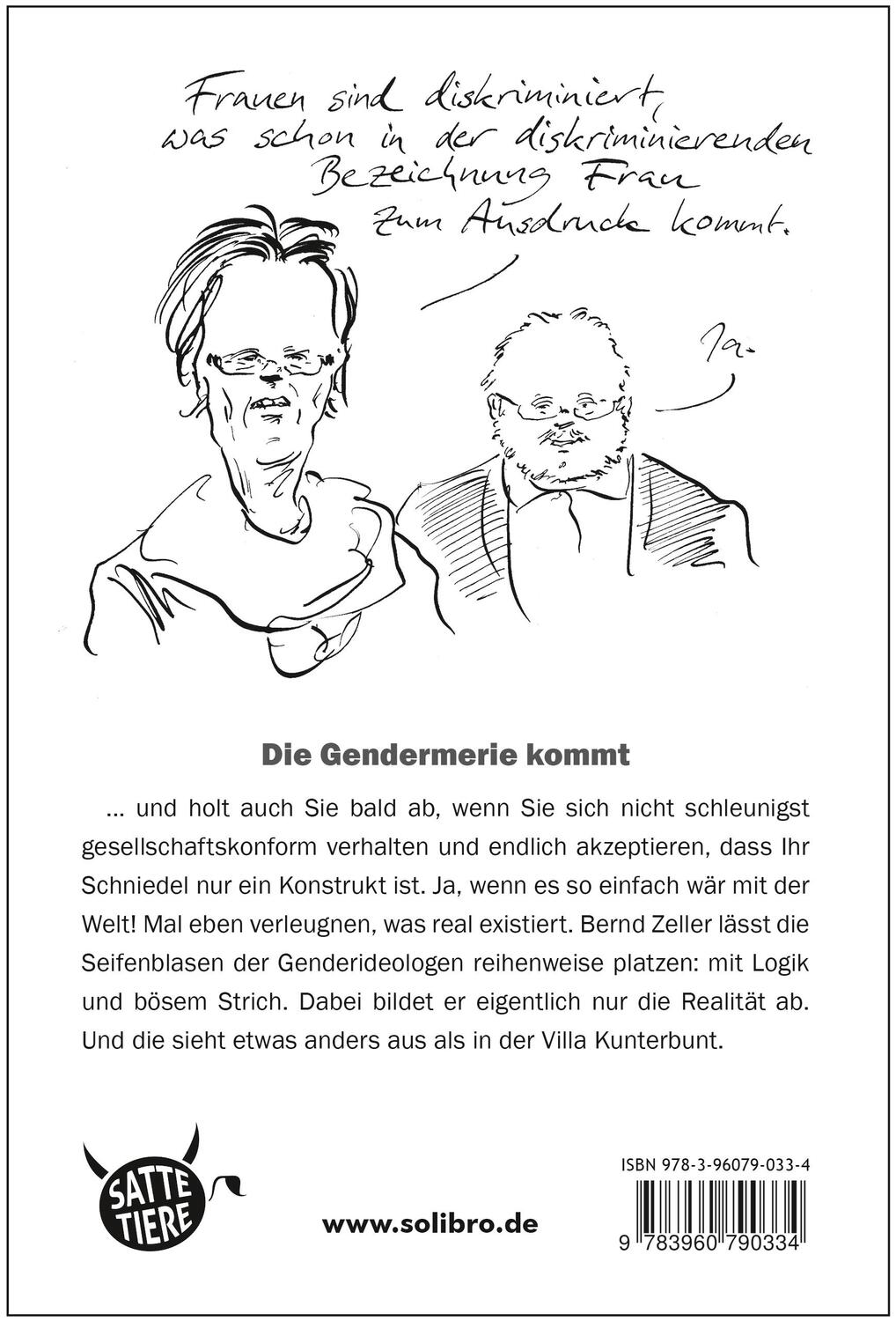 Rückseite: 9783960790334 | Die Gendermerie kommt | Bernd Zeller | Buch | Satte Tiere | 68 S.