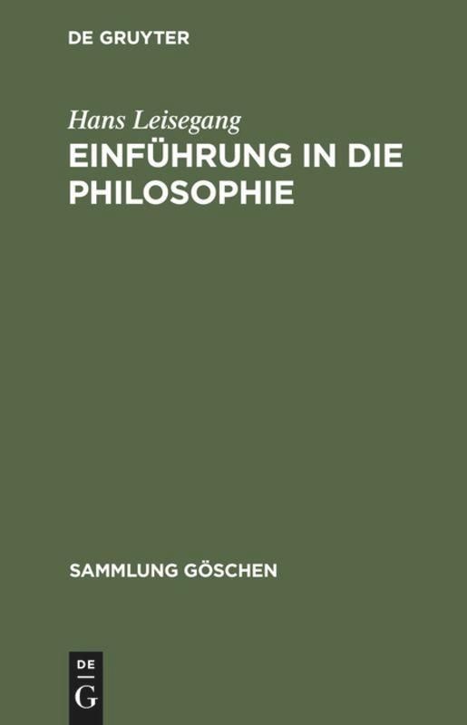 Cover: 9783110046267 | Einführung in die Philosophie | Hans Leisegang | Buch | Deutsch | 1973