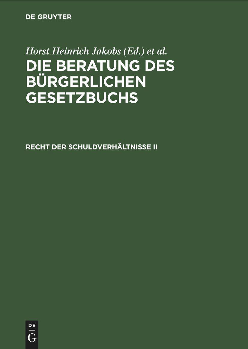 Cover: 9783110080322 | Recht der Schuldverhältnisse II | §§ 433 bis 651 | Schubert (u. a.)
