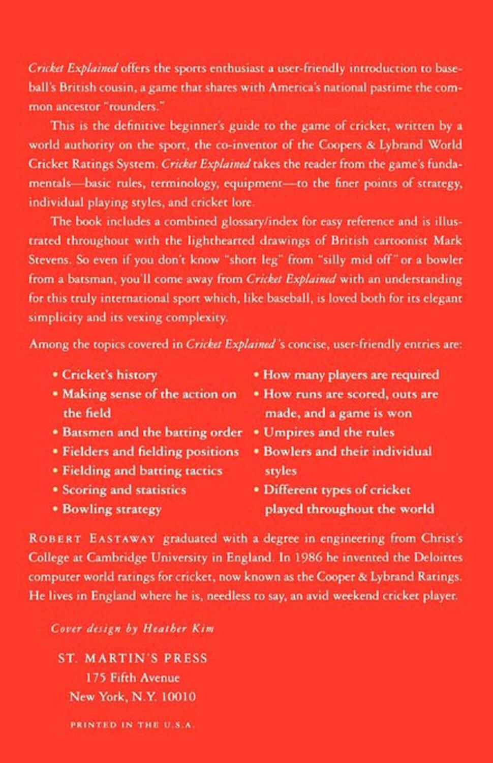 Rückseite: 9780312094119 | Cricket Explained | Robert Eastaway | Taschenbuch | Paperback | 1993