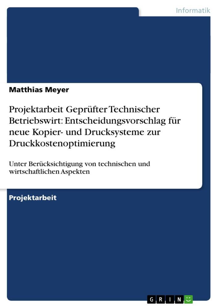 Cover: 9783656573463 | Projektarbeit Geprüfter Technischer Betriebswirt:...