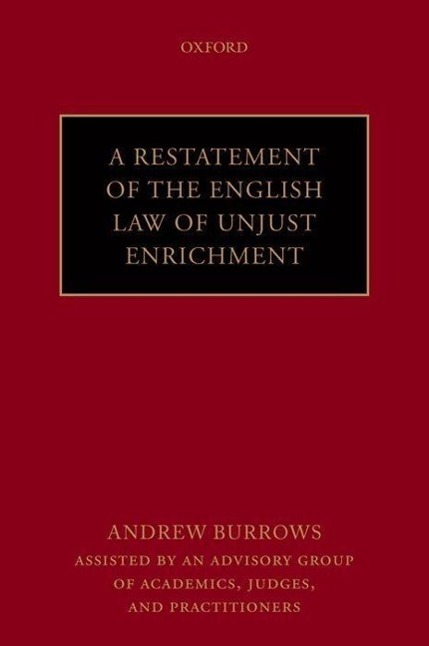 Cover: 9780199669905 | A Restatement of the English Law of Unjust Enrichment | Qc Burrows Fba