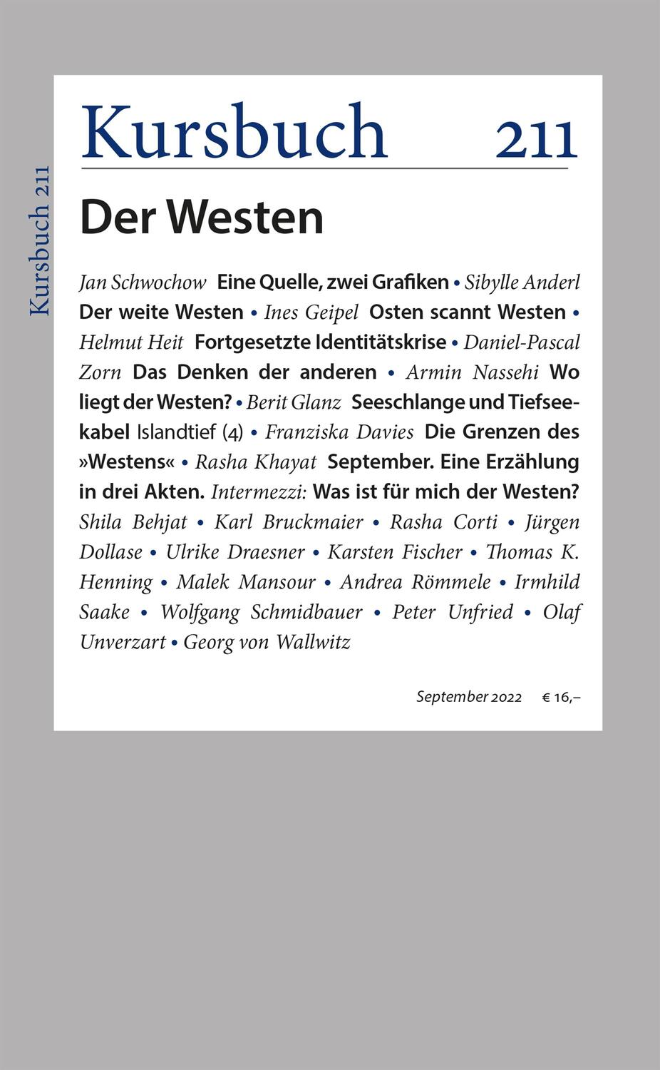 Cover: 9783961962686 | Kursbuch 211 | Der Westen | Peter Felixberger (u. a.) | Taschenbuch