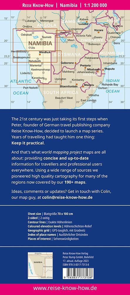 Rückseite: 9783831773138 | Reise Know-How Landkarte Namibia 1 : 1.200.000 | Rump | (Land-)Karte