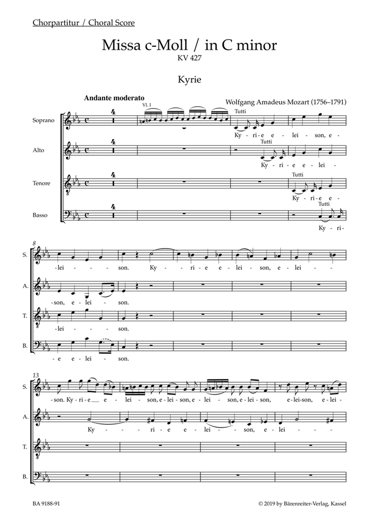 Cover: 9790006565139 | Missa c-Moll KV 427 'Große c-Moll-Messe' | Wolfgang Amadeus Mozart