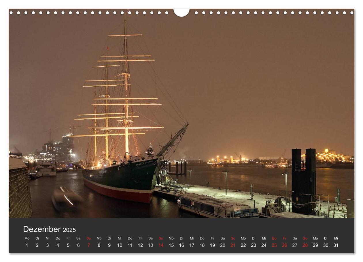 Bild: 9783435762460 | Hamburger Hafen bei Nacht (Wandkalender 2025 DIN A3 quer), CALVENDO...