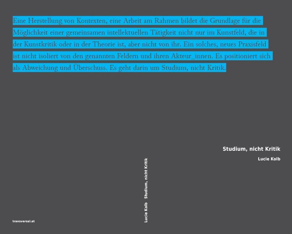 Cover: 9783903046146 | Studium, nicht Kritik | Lucie Kolb | Taschenbuch | 228 S. | Deutsch