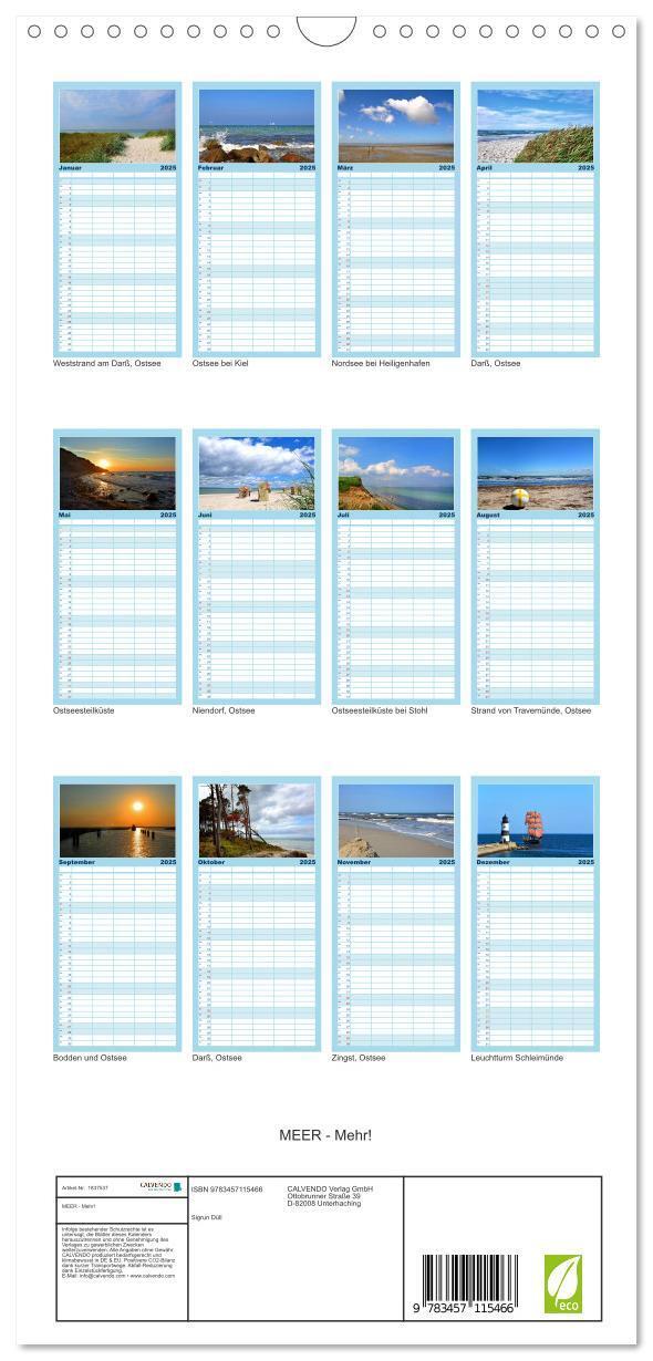 Bild: 9783457115466 | Familienplaner 2025 - MEER - Mehr! mit 5 Spalten (Wandkalender, 21...