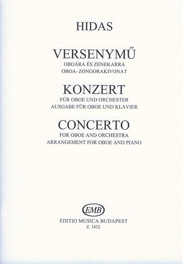 Cover: 9790080018521 | Concerto for oboe and orchestra for oboe and piano | Frigyes Hidas