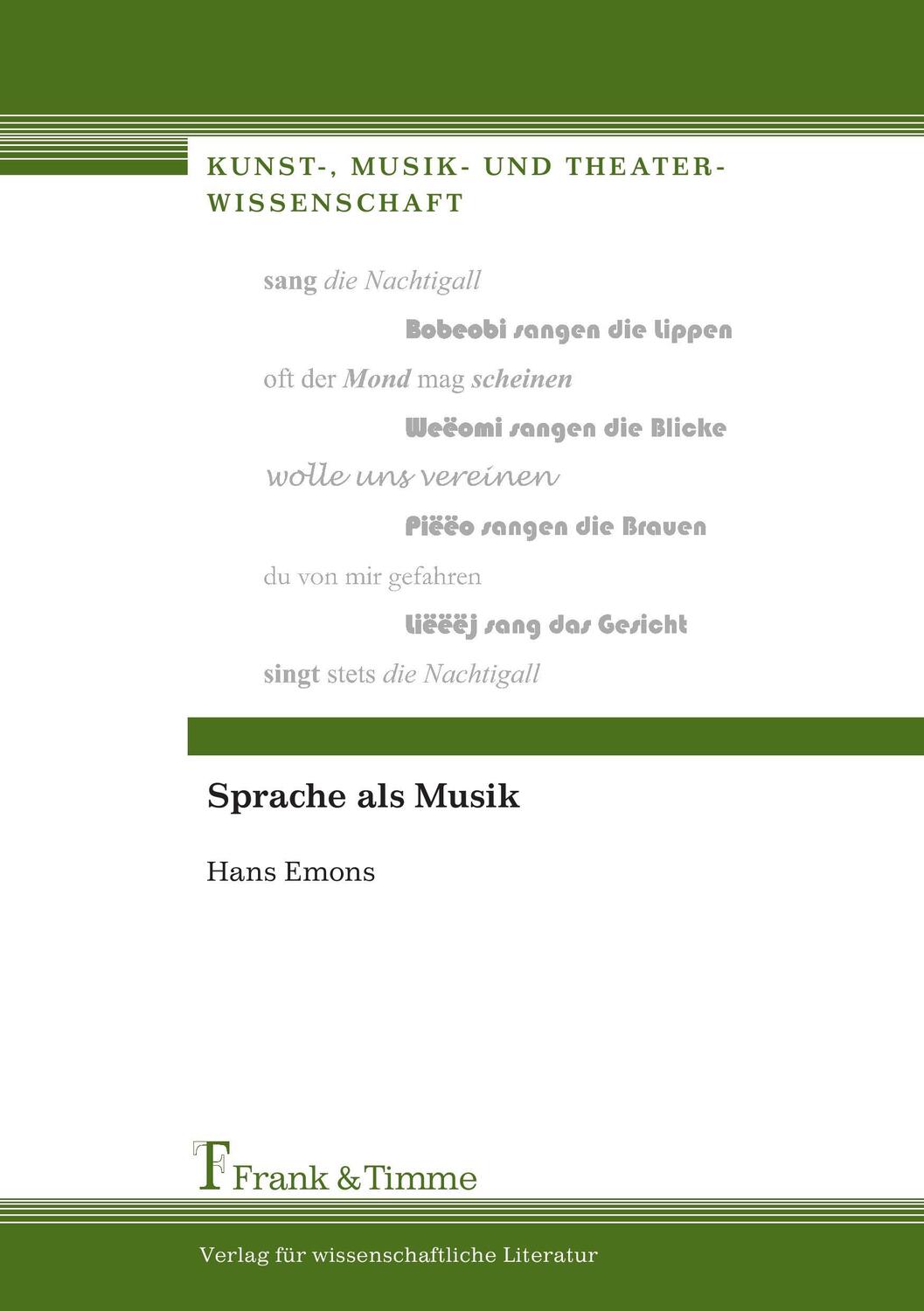 Cover: 9783865963277 | Sprache als Musik | Hans Emons | Taschenbuch | Frank & Timme