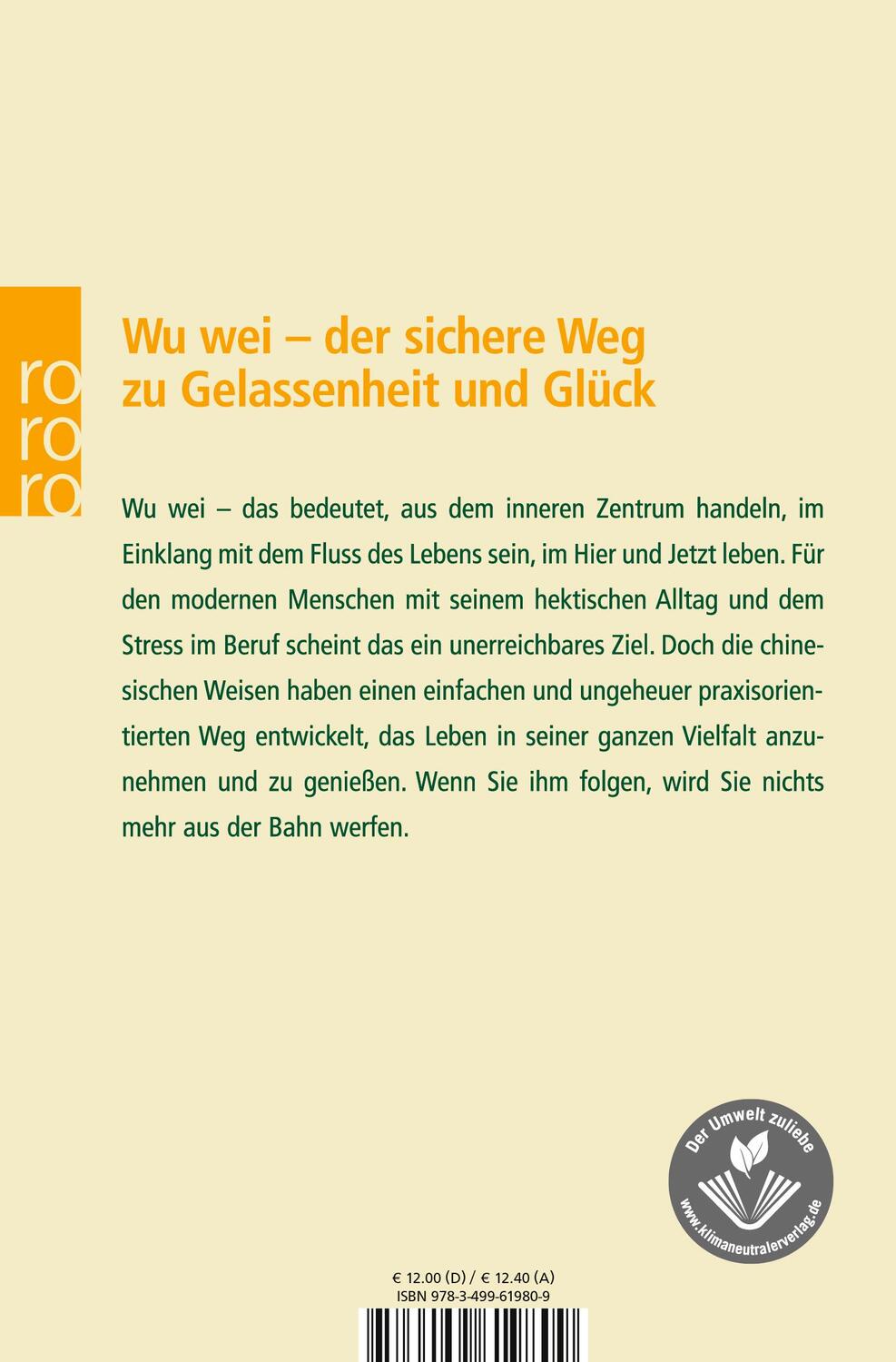 Rückseite: 9783499619809 | Wu wei | Die Lebenskunst des Tao | Theo Fischer | Taschenbuch | 144 S.