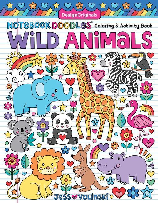 Cover: 9781497205451 | Notebook Doodles Wild Animals | Coloring &amp; Activity Book | Volinski