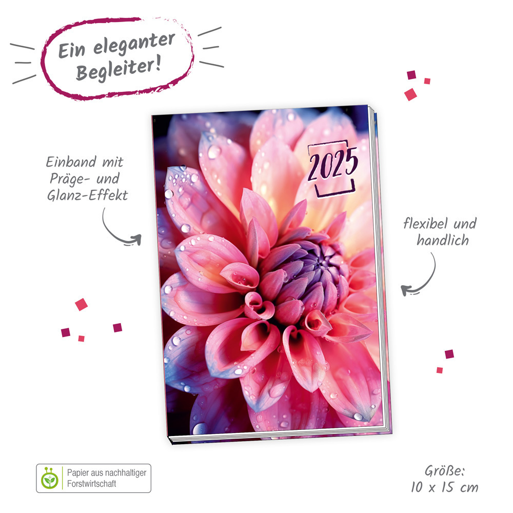 Bild: 4251901507013 | Trötsch Taschenkalender A6 Flowers 2025 | Wochenkalender | KG | 136 S.