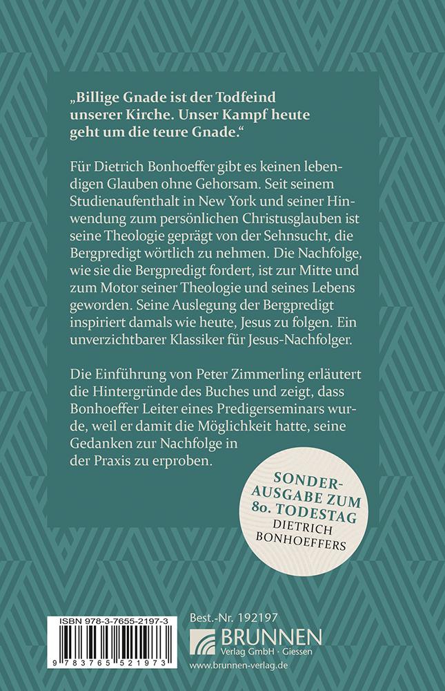 Rückseite: 9783765521973 | Nachfolge | Dietrich Bonhoeffer | Taschenbuch | 256 S. | Deutsch