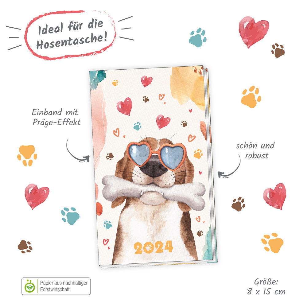 Bild: 4251901505217 | Trötsch Taschenterminer Hund 2024 | Wochenkalender | Co.KG | Kalender