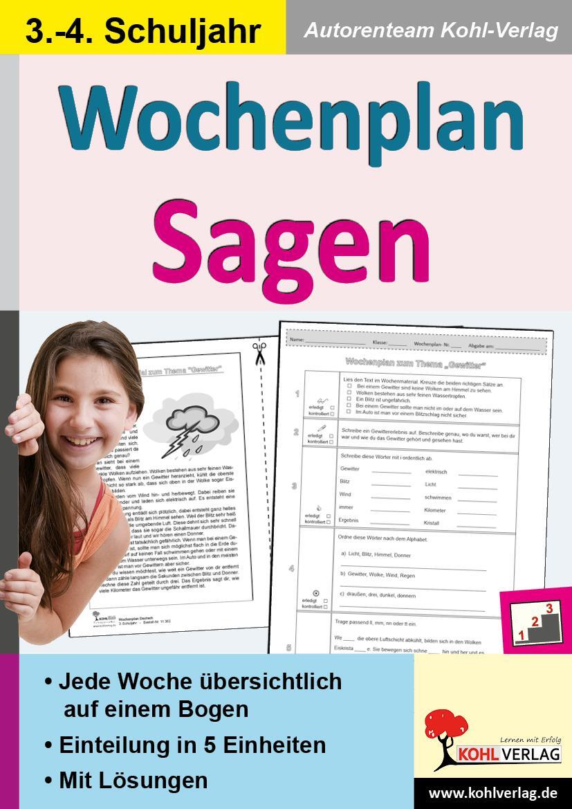Cover: 9783960400943 | Wochenplan Sagen / Klasse 3-4 | Taschenbuch | Wochenplan | Deutsch