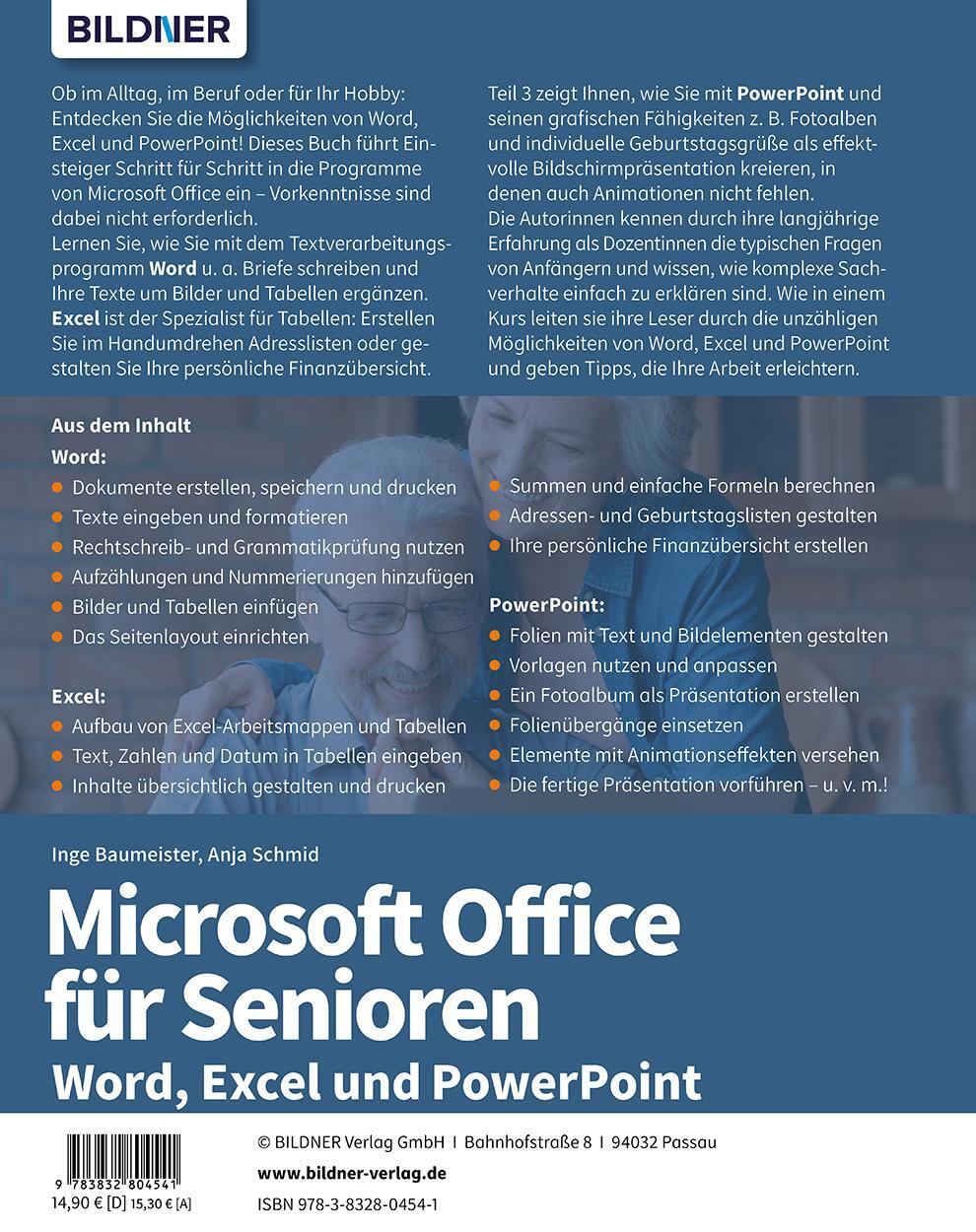 Rückseite: 9783832804541 | Microsoft Office für Senioren - Word, Excel und PowerPoint | Buch