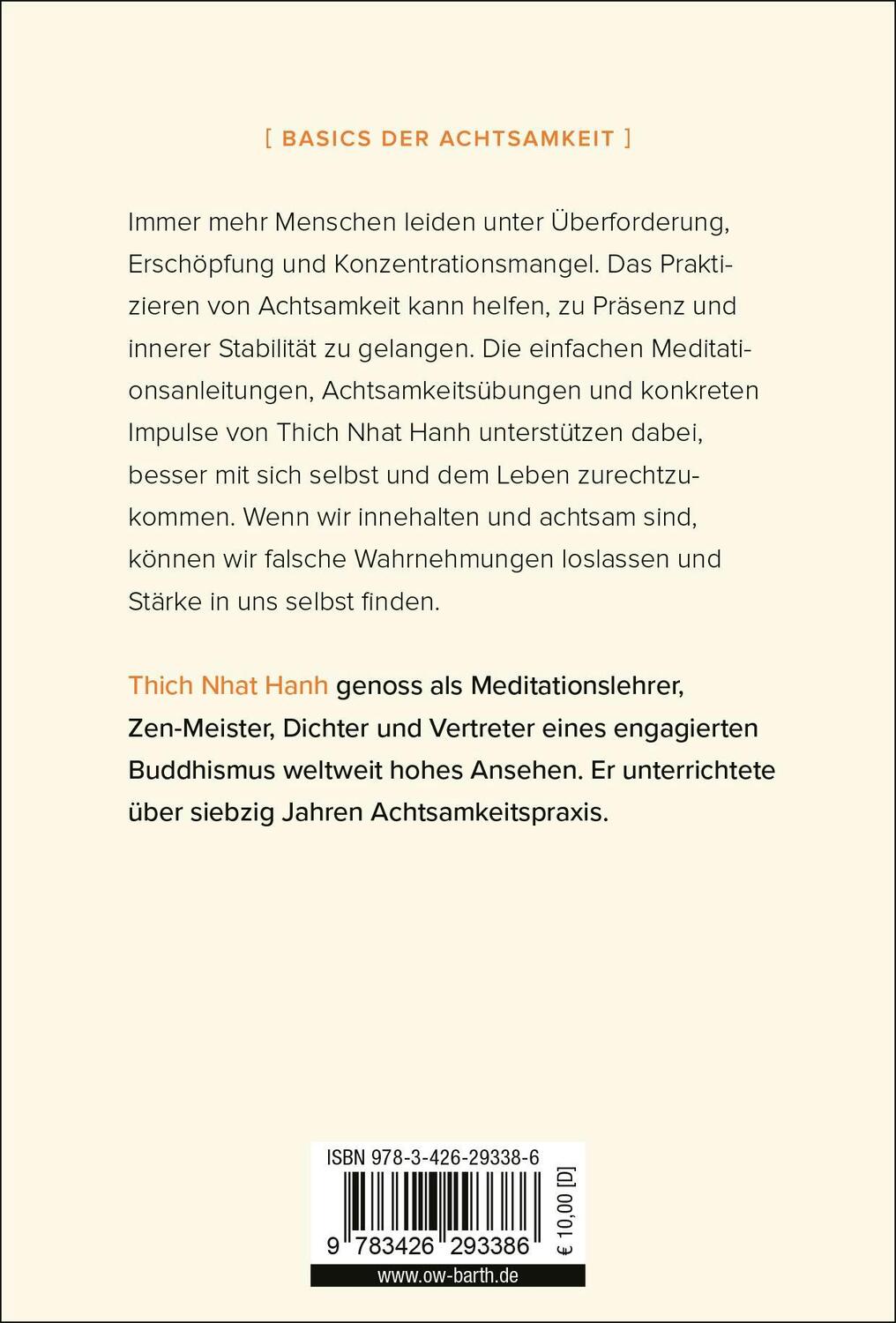 Rückseite: 9783426293386 | Einfach präsent | Thich Nhat Hanh | Taschenbuch | 128 S. | Deutsch