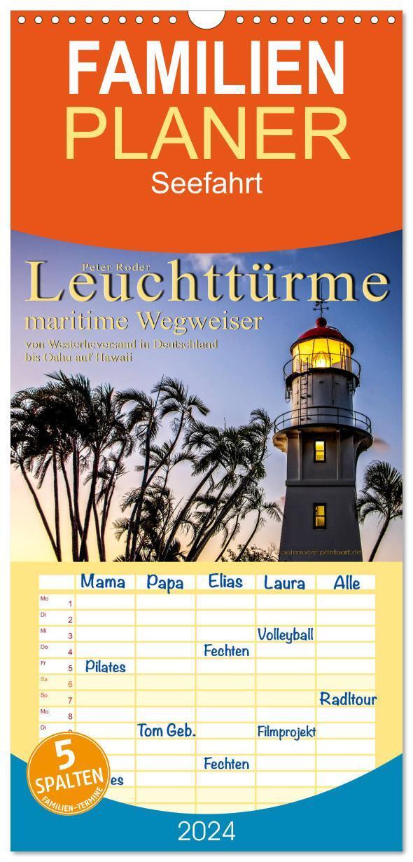 Cover: 9783383087035 | Familienplaner 2024 - Leuchttürme - maritime Wegweiser mit 5...