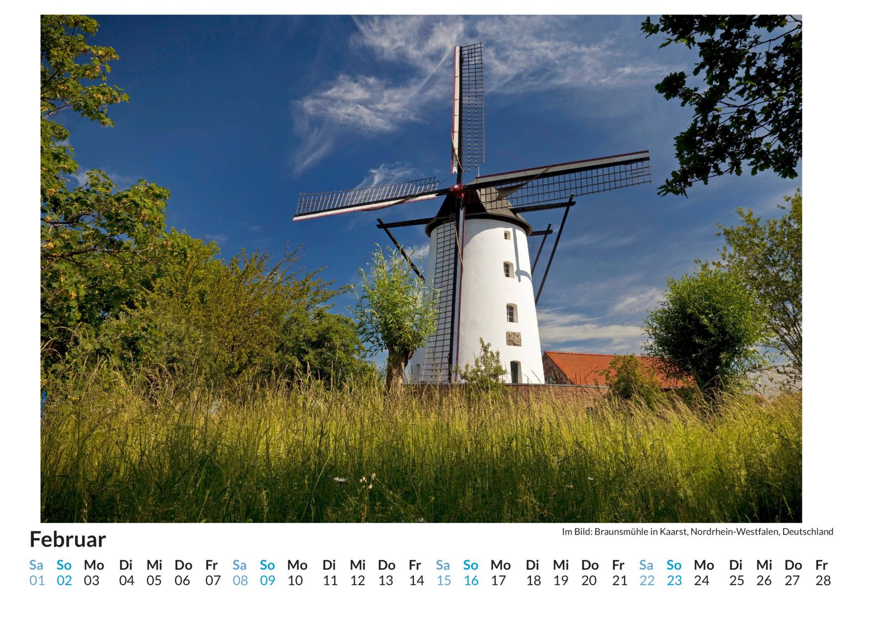 Bild: 9783759121547 | Windmühlen - (Wandkalender 2025, Kalender DIN A4 quer,...