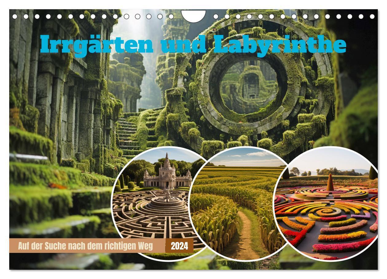 Cover: 9783383681394 | Irrgärten und Labyrinthe (Wandkalender 2024 DIN A4 quer), CALVENDO...