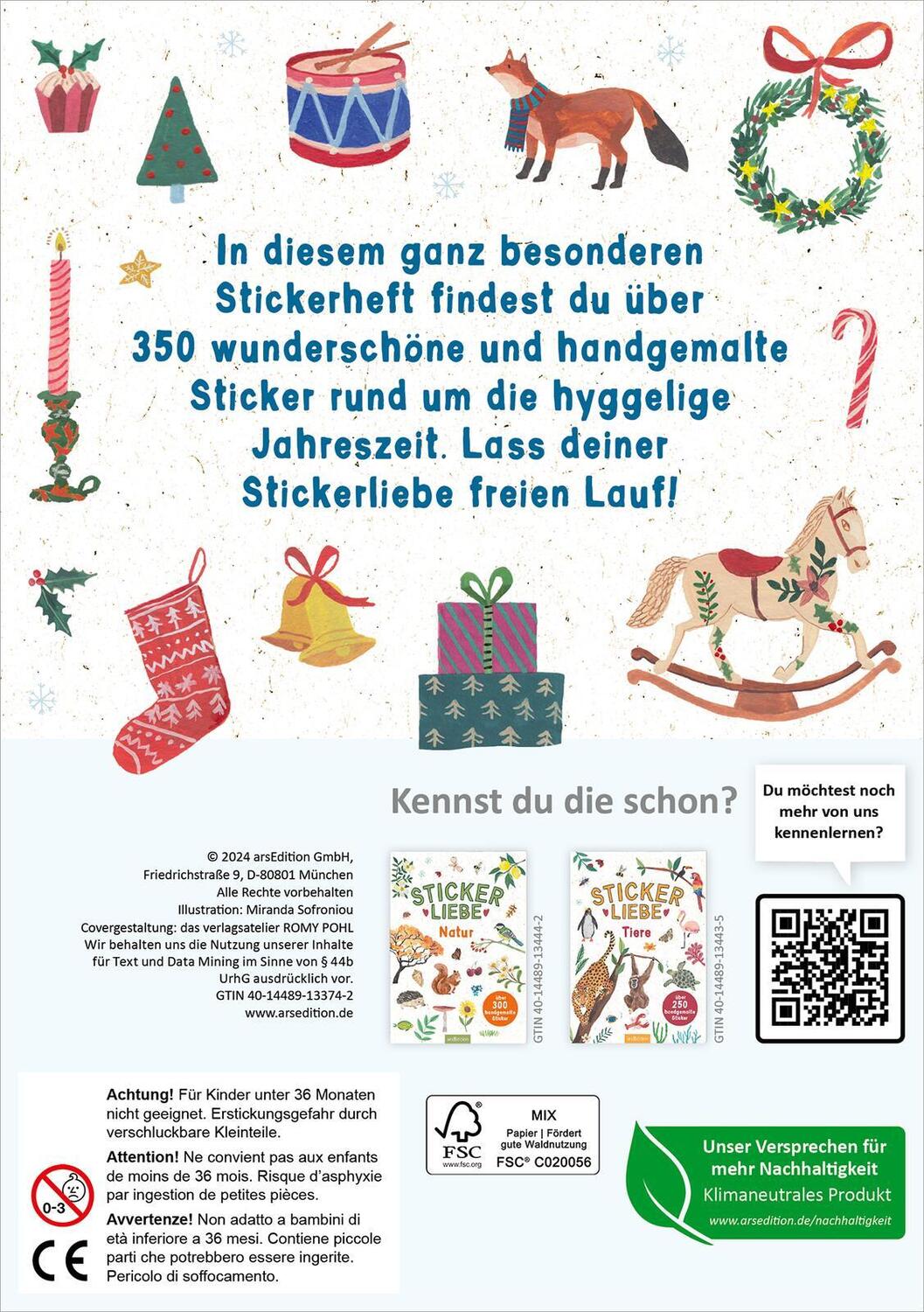 Rückseite: 4014489133742 | Stickerliebe - Winter | Über 350 handgemalte Sticker | Sofroniou