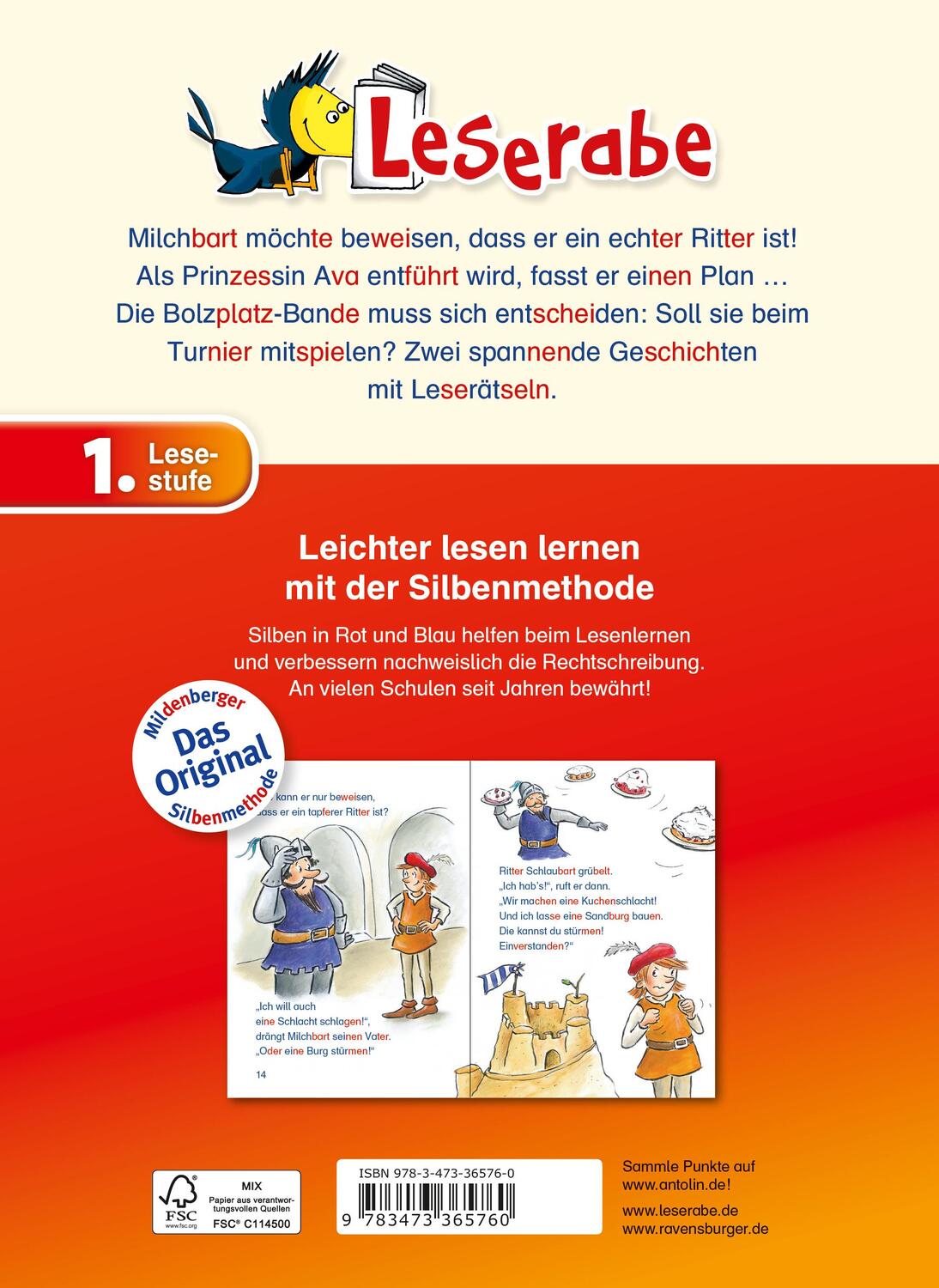 Rückseite: 9783473365760 | Rabenstarke Silbengeschichten für Jungs - Leserabe 1. Klasse -...