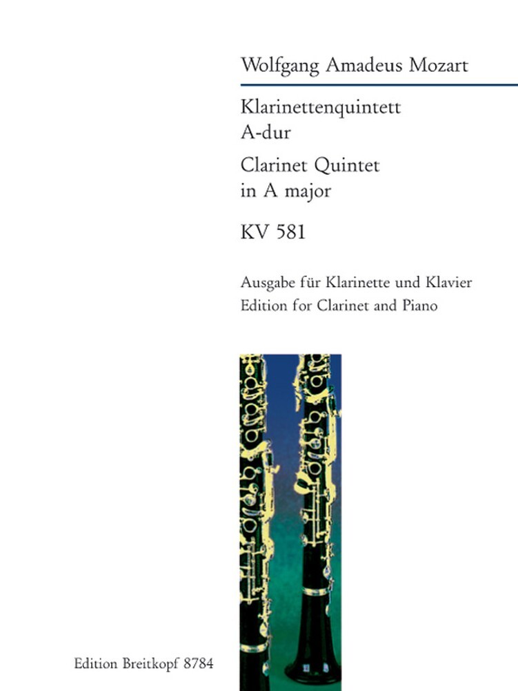 Cover: 9790004182215 | Klarinettenquintett KV 581 | Wolfgang Amadeus Mozart | Klavierauszug