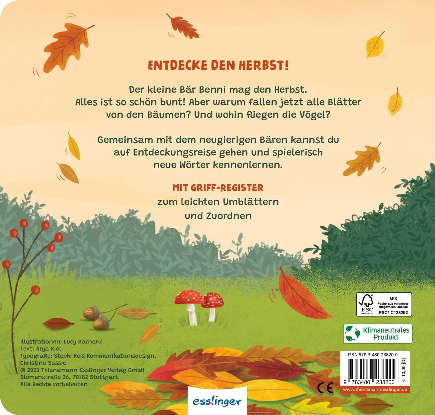 Rückseite: 9783480238200 | Mein erstes Jahreszeitenbuch: Benni, der kleine Bär | Anja Kiel | Buch