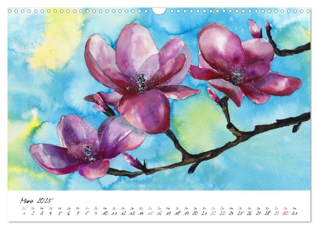 Bild: 9783435502400 | Blumen Blüten Aquarelle (Wandkalender 2025 DIN A3 quer), CALVENDO...