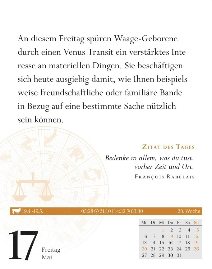 Bild: 9783840031397 | Waage Sternzeichenkalender 2024: Tagesabreißkalender. Tischkalender...