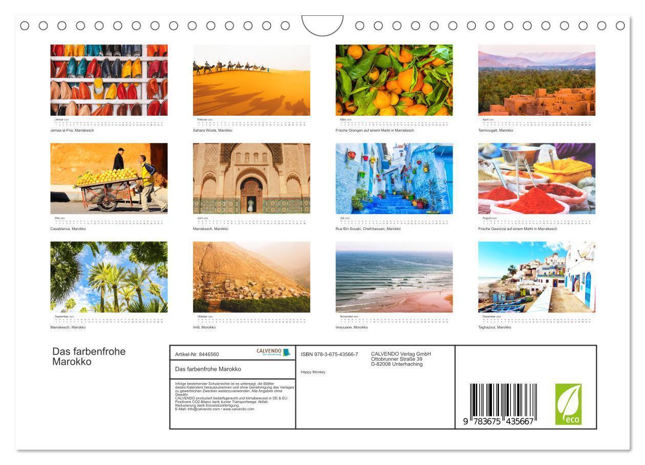 Bild: 9783675435667 | Das farbenfrohe Marokko (Wandkalender 2024 DIN A4 quer), CALVENDO...