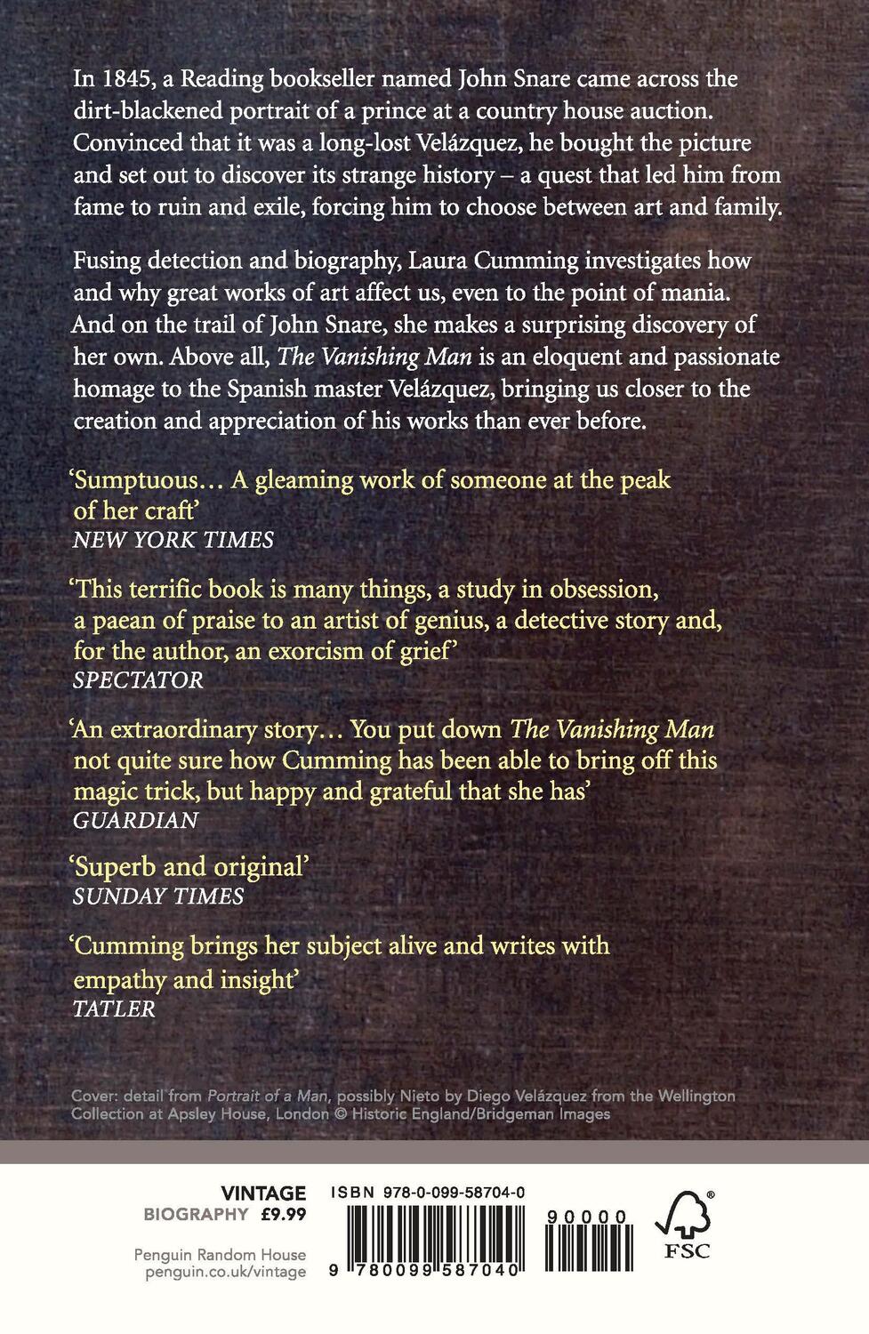 Rückseite: 9780099587040 | The Vanishing Man | In Pursuit of Velazquez | Laura Cumming | Buch