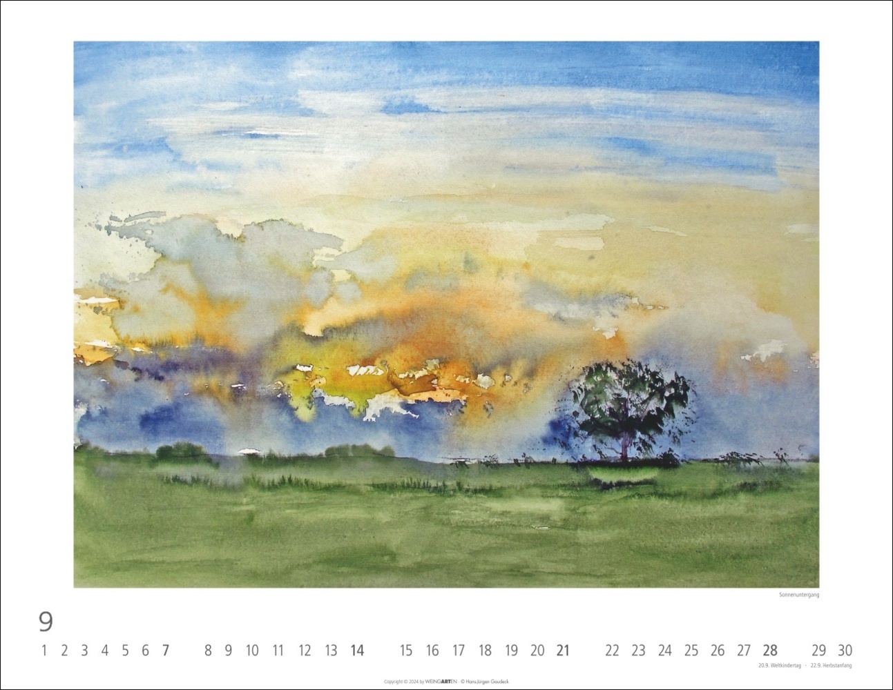 Bild: 9783839901540 | Zwischen Himmel und Erde Kalender 2025 - Aquarelle von Hans-Jürgen...