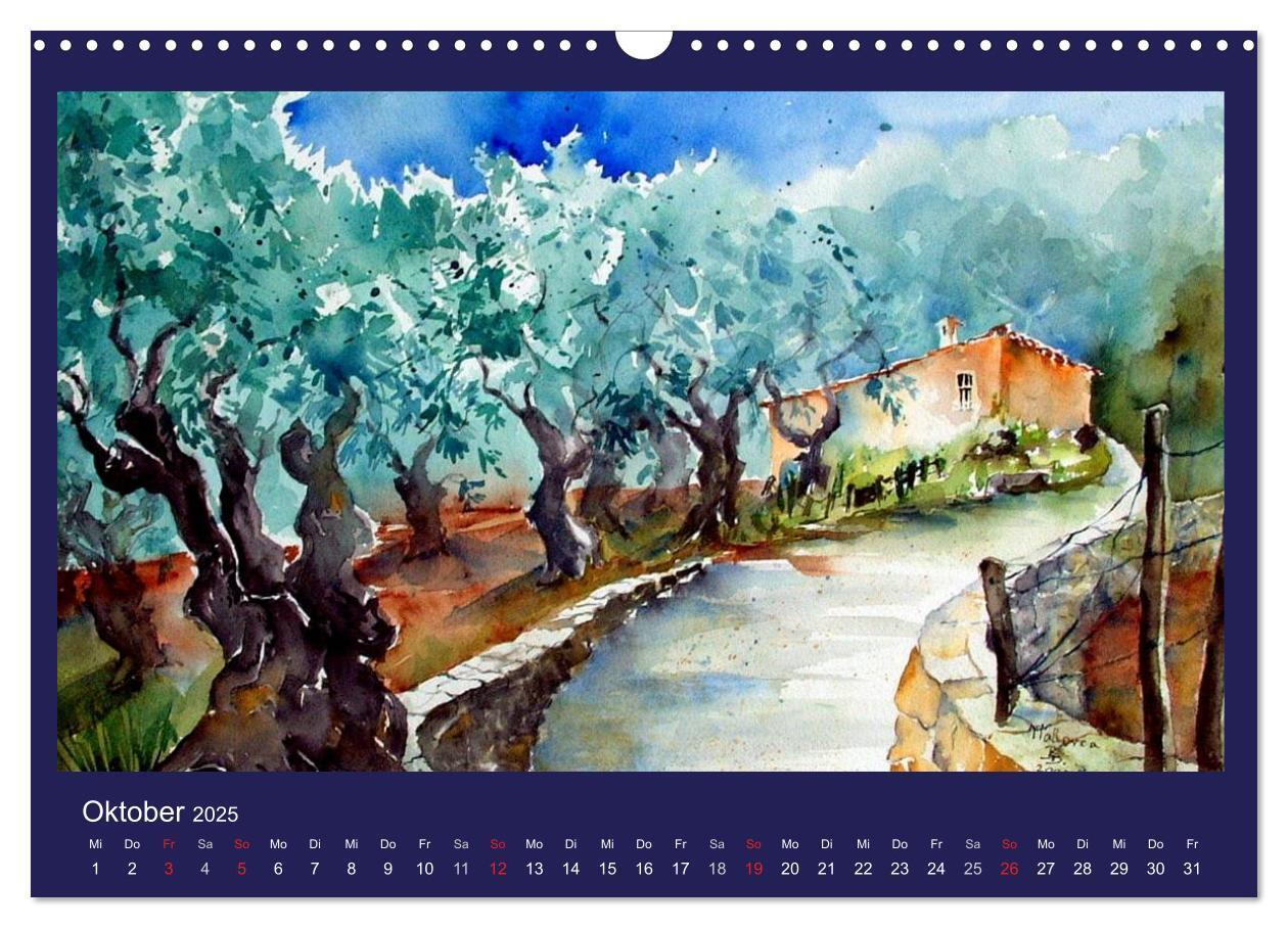 Bild: 9783435818570 | Mallorca Aquarelle (Wandkalender 2025 DIN A3 quer), CALVENDO...