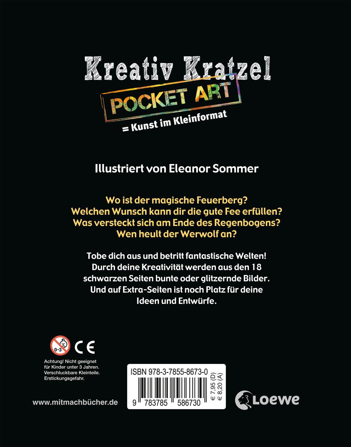 Rückseite: 9783785586730 | Kreativ-Kratzel Pocket Art: Fantasy | Loewe Kratzel-Welt | Taschenbuch