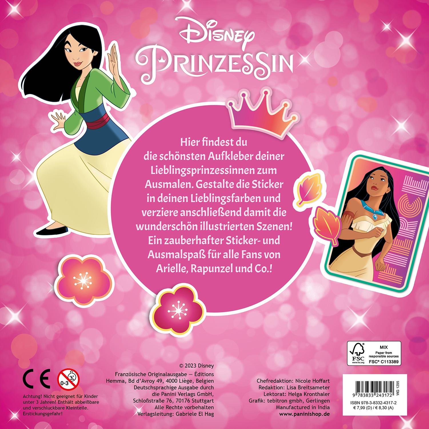 Rückseite: 9783833243172 | Disney Prinzessin: Meine liebsten Sticker zum Ausmalen | Panini | Buch