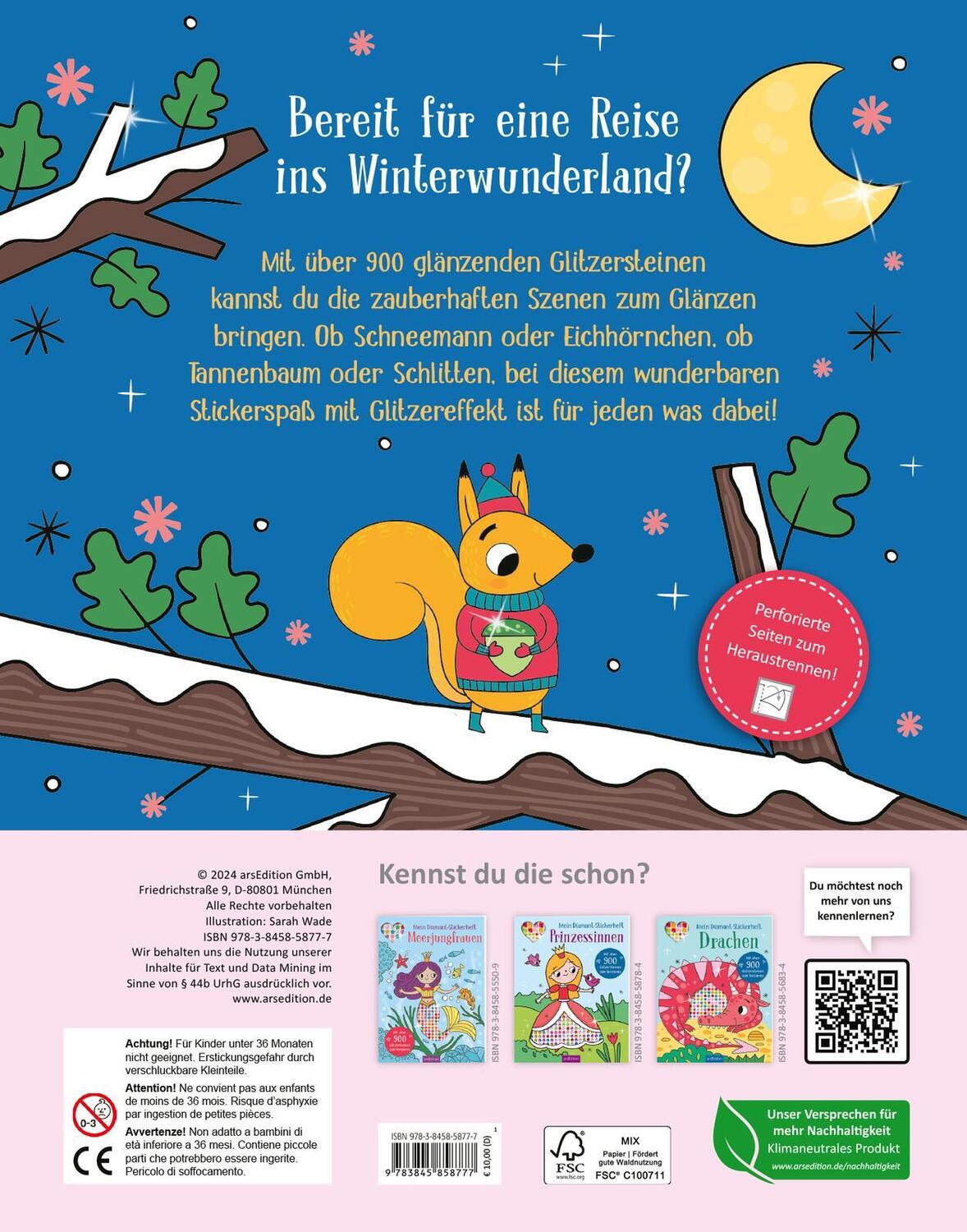 Rückseite: 9783845858777 | Mein Diamant-Stickerheft - Wintertraum | Sarah Wade | Taschenbuch