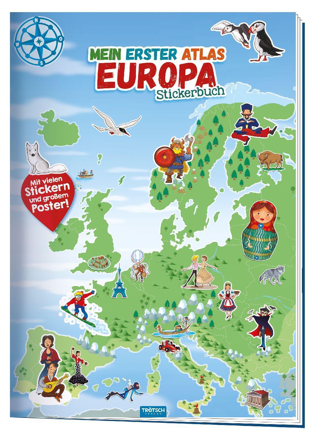 Cover: 9783957749727 | Trötsch Stickerbuch Mein erster Atlas Europa | Taschenbuch | 24 S.