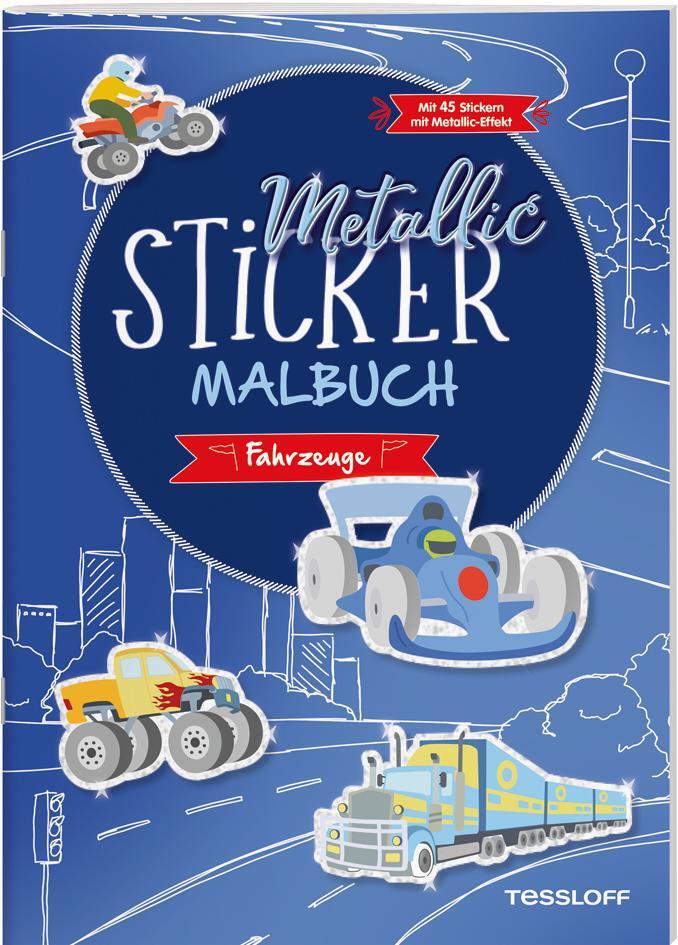 Cover: 9783788644550 | Metallic-Sticker Malbuch. Fahrzeuge | Mit 45 Metallic-Stickern | Braun