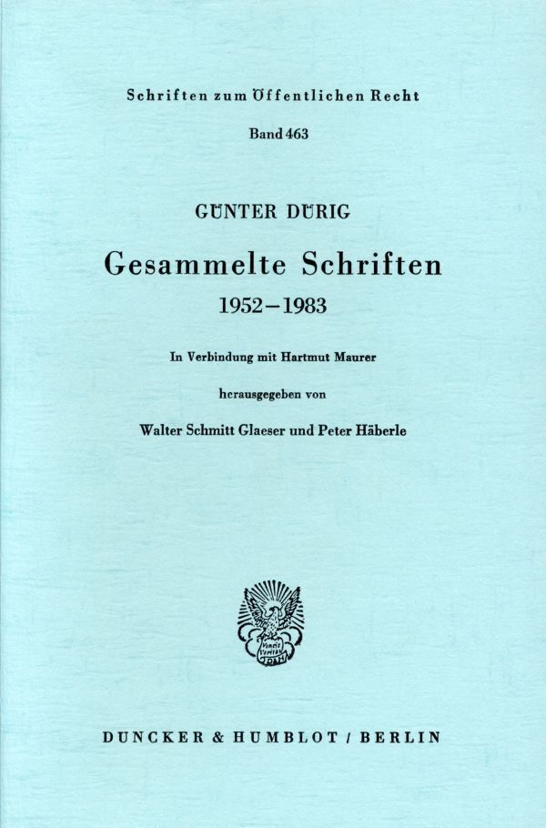 Cover: 9783428055944 | Gesammelte Schriften 1952 - 1983. | Günter Dürig | Taschenbuch | 1984