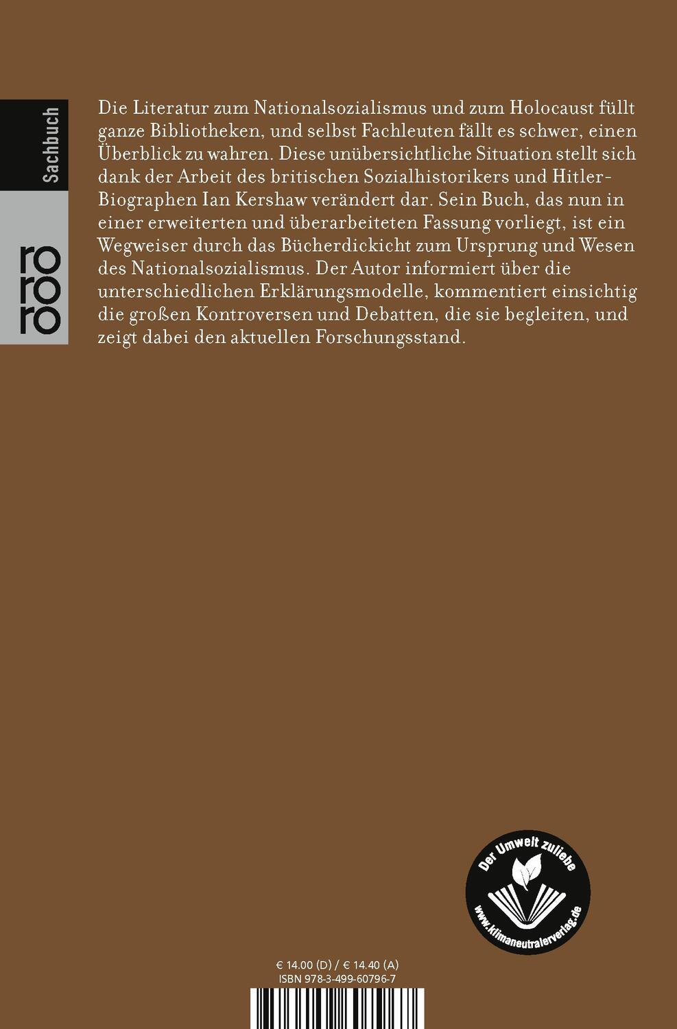 Rückseite: 9783499607967 | Der NS-Staat | Ian Kershaw | Taschenbuch | Sachbuch | Deutsch | 1999
